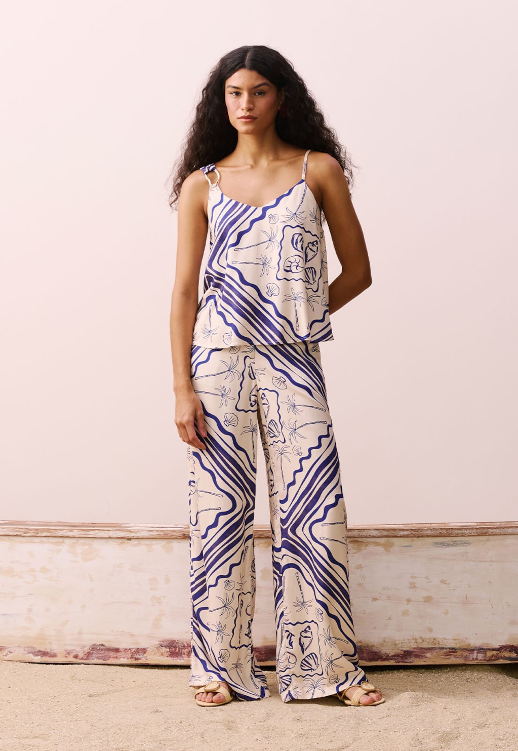 Calça Pantalona Estampada Tupé