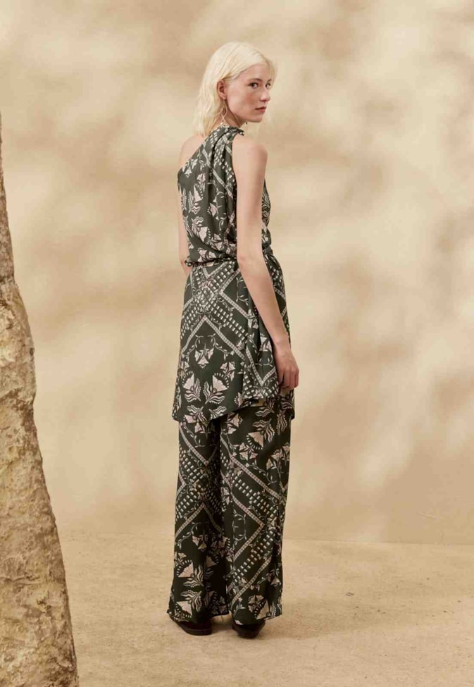 Calça Pantalona Estampada Wari