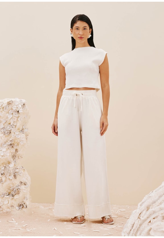 Calça Pantalona Estonada Vista Frontal