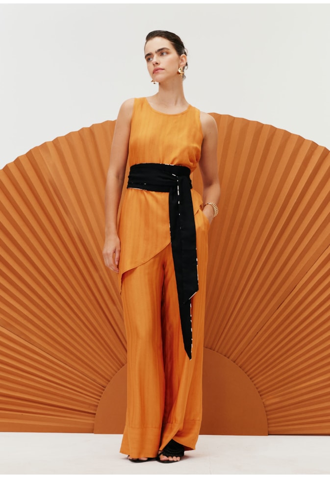 Calça Pantalona Jogo de Listras