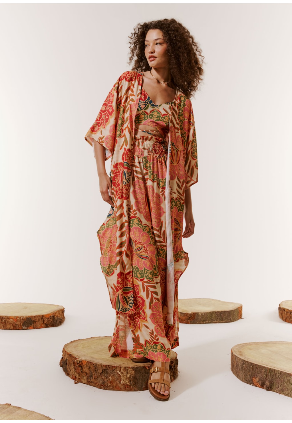 Calça Pantalona Lastex Estampada Bohemia