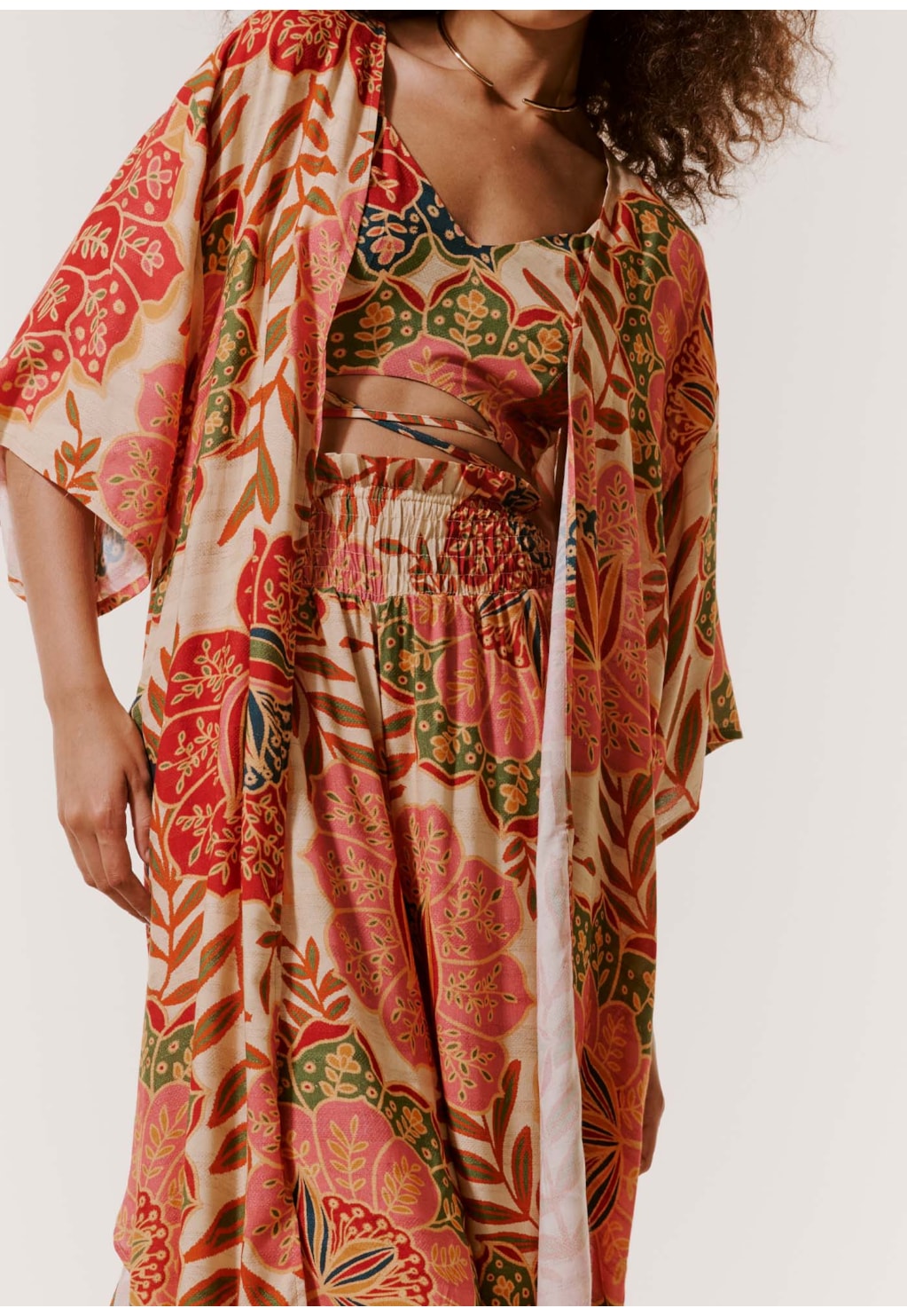 Calça Pantalona Lastex Estampada Bohemia