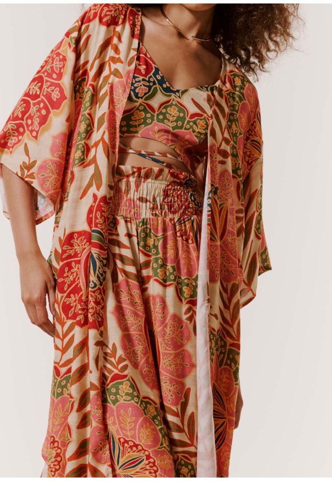 Calça Pantalona Lastex Estampada Bohemia