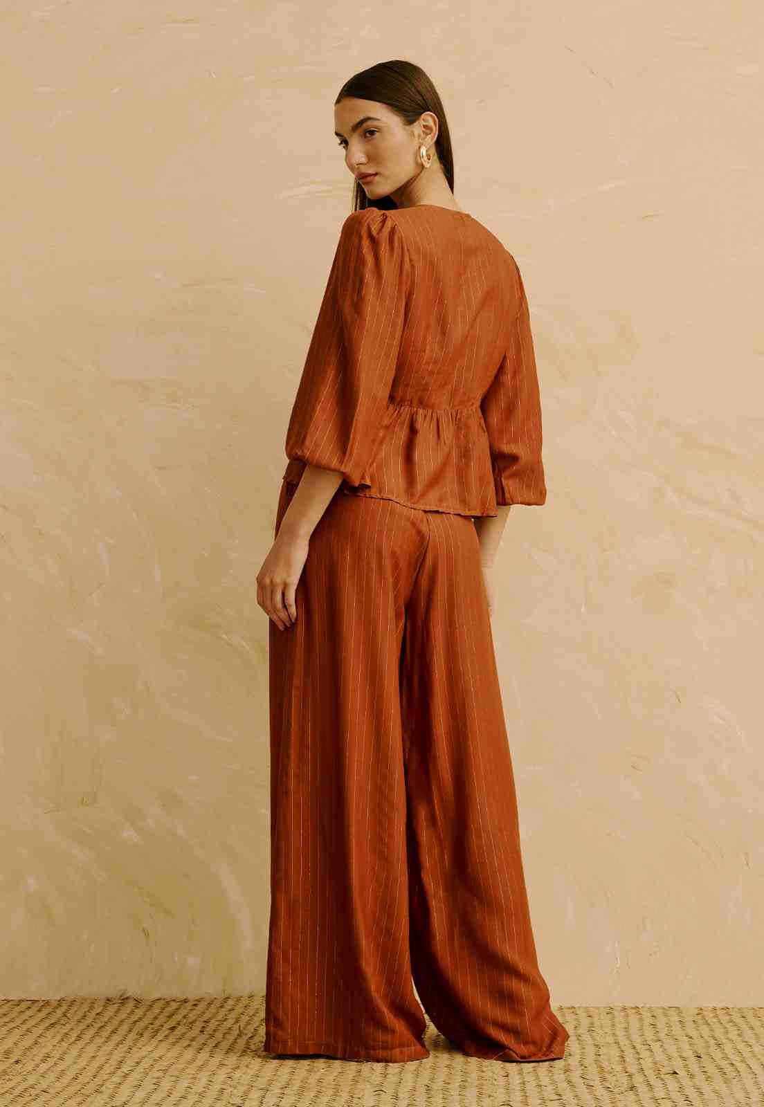 Calça Pantalona Lisa Vista Traseira