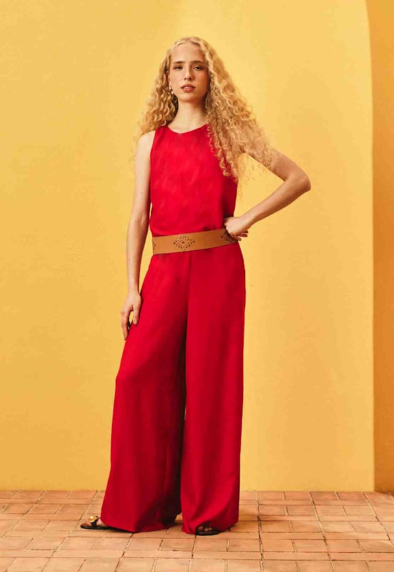 Calça Pantalona Lisa  Vista Frontal