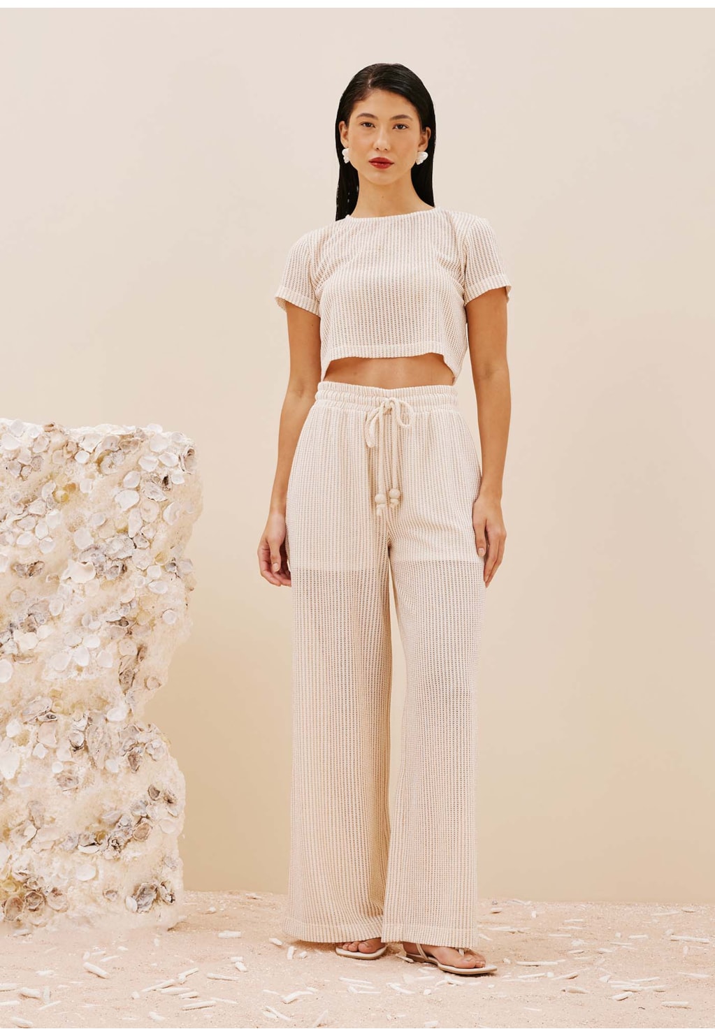 Calça Pantalona Lurex c/ Corda