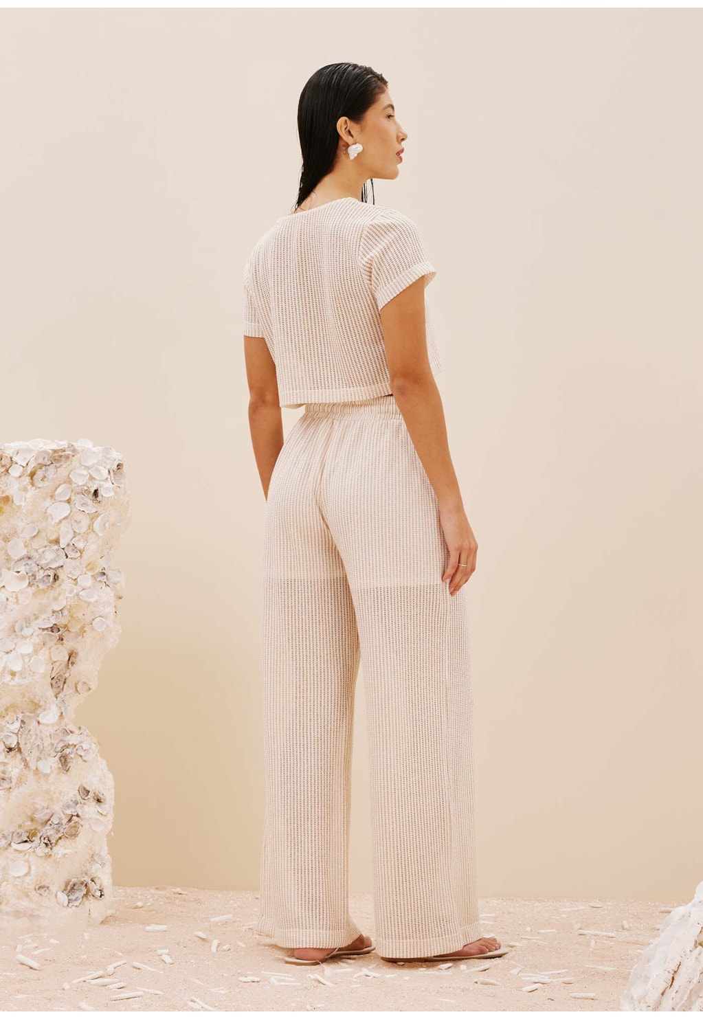 Calça Pantalona Lurex c/ Corda