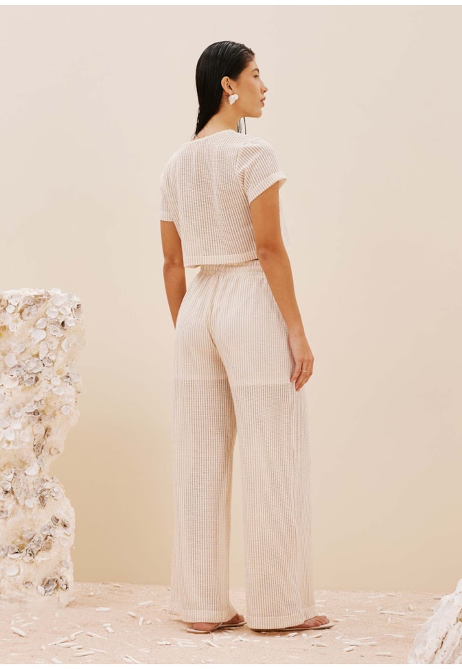 Calça Pantalona Lurex c/ Corda