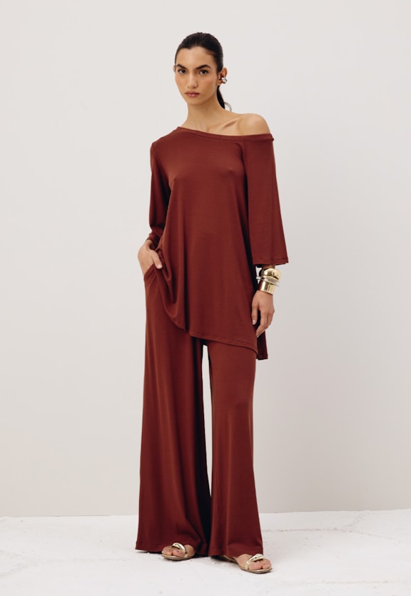 Calça Pantalona Malha Vista Traseira