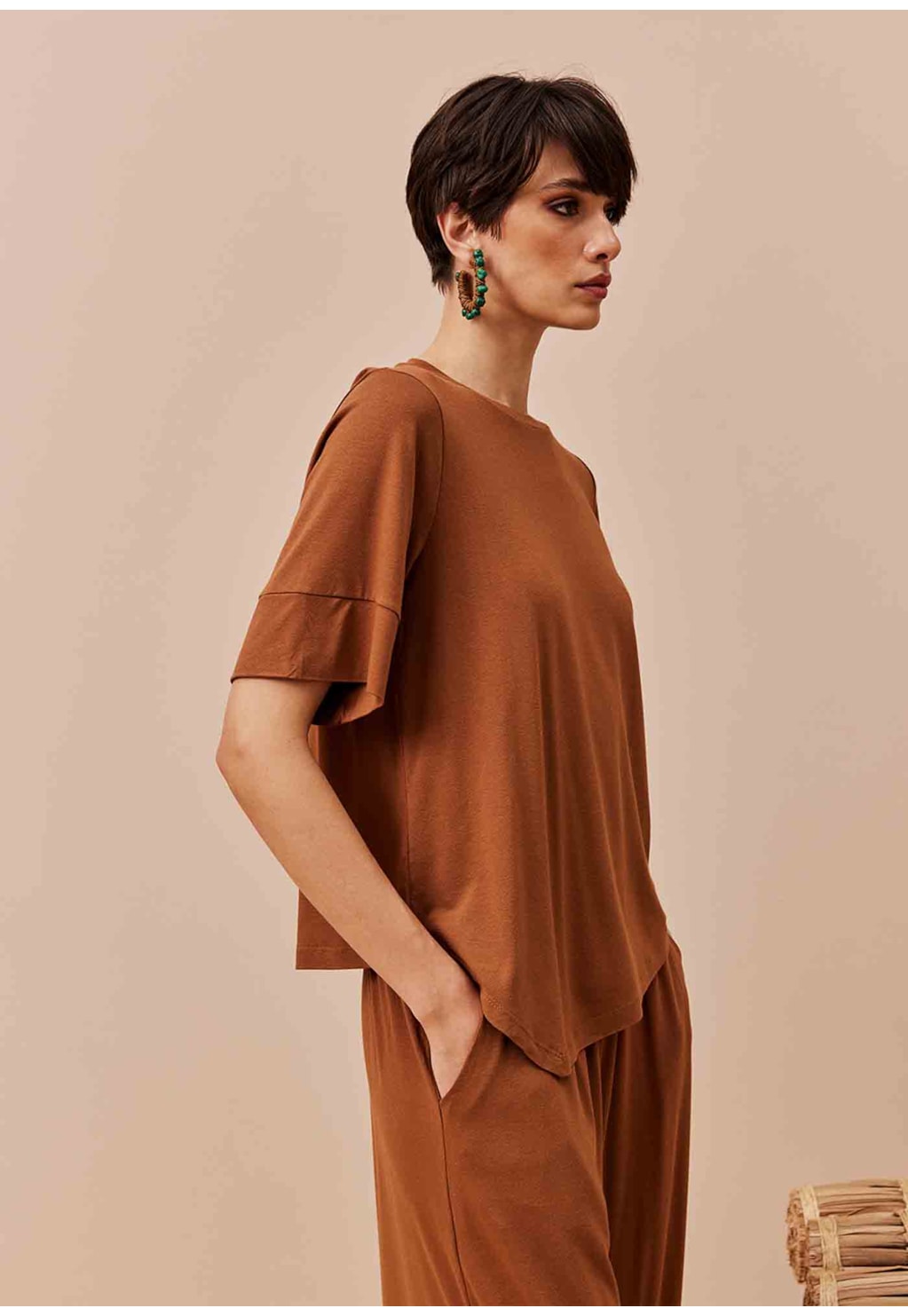 Calça Pantalona Malha Lisa