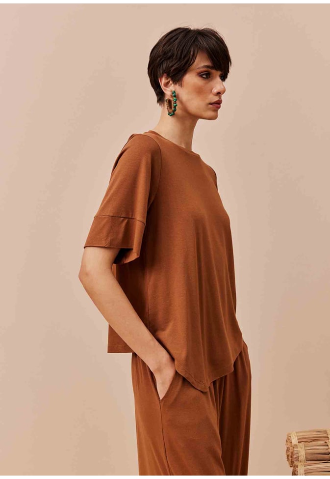 Calça Pantalona Malha Lisa