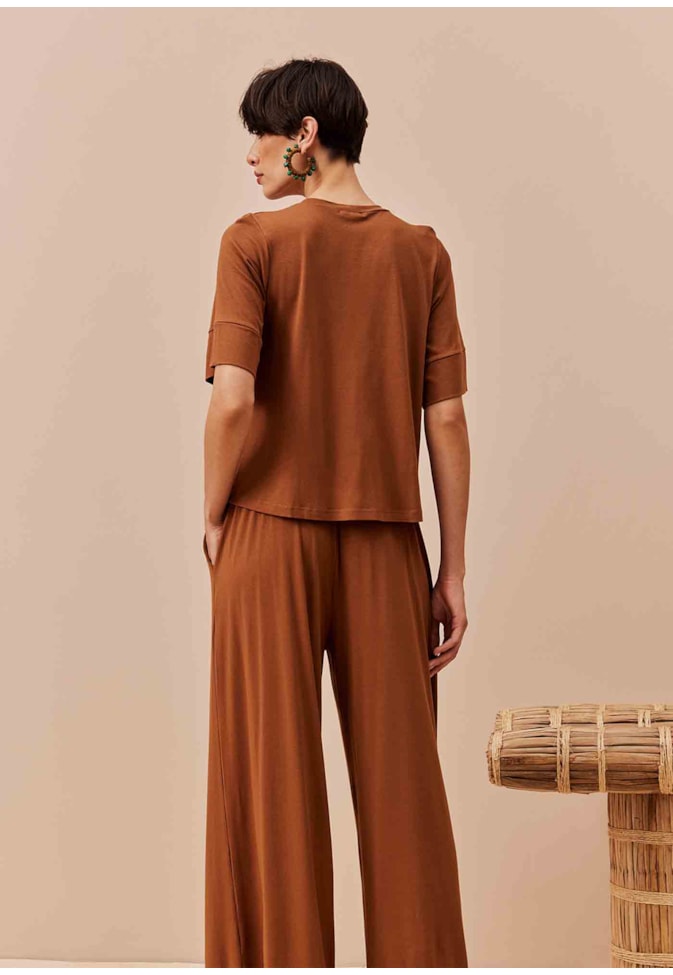 Calça Pantalona Malha Lisa