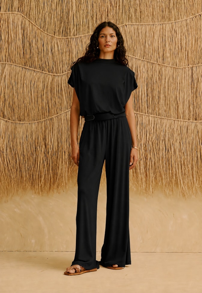 Calça Pantalona Malha Lisa 