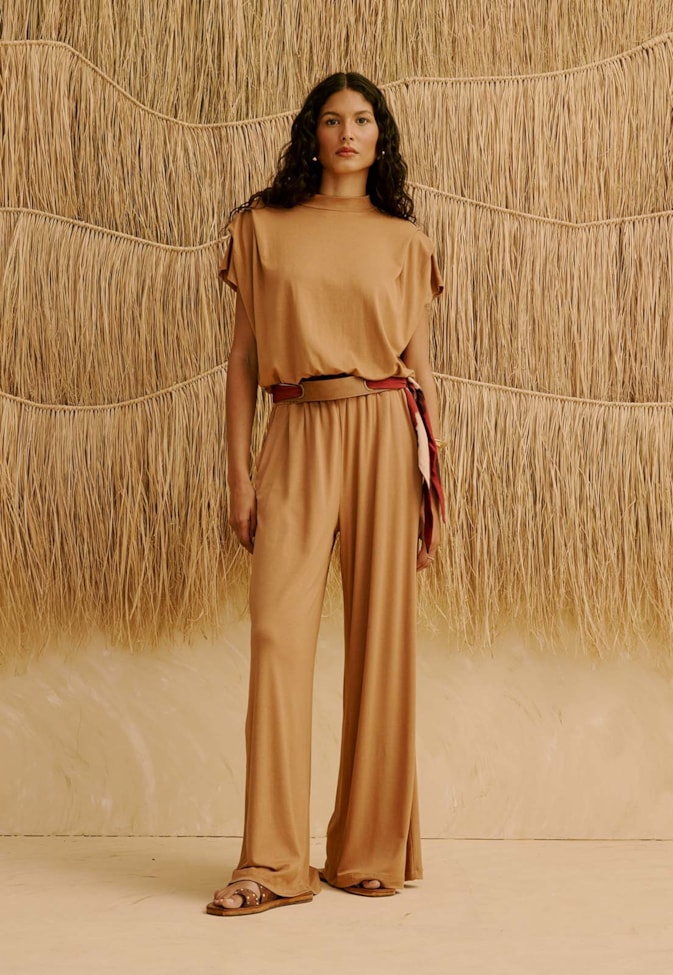 Calça Pantalona Malha Lisa