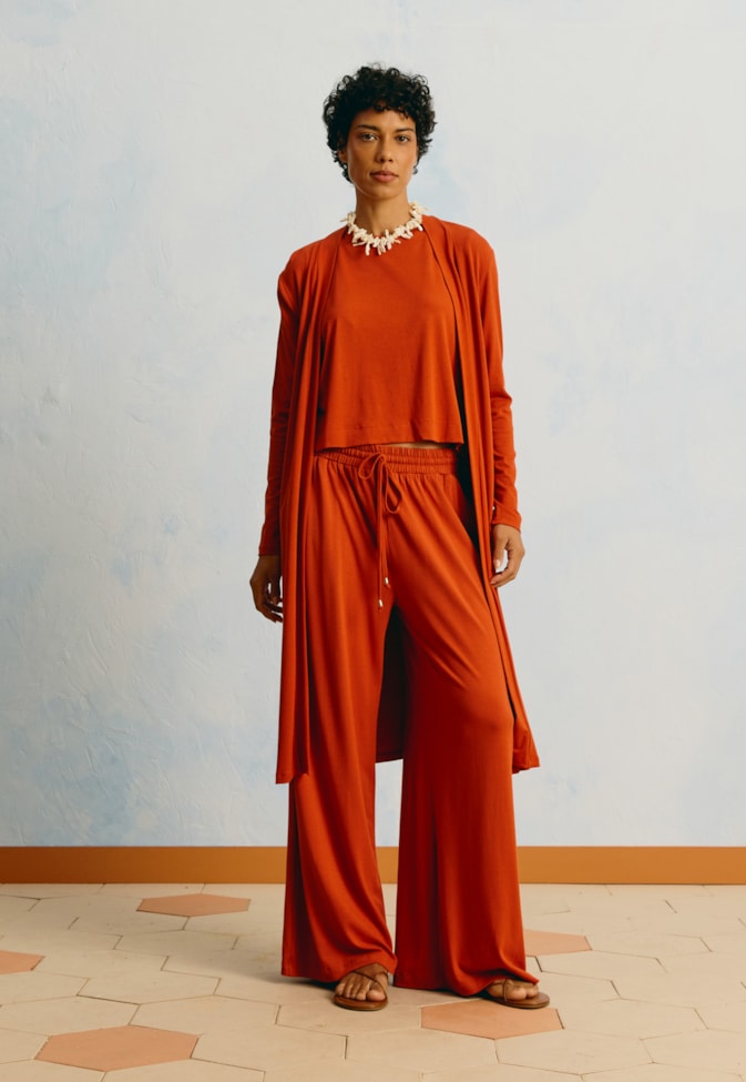 Calça Pantalona Malha Lisa