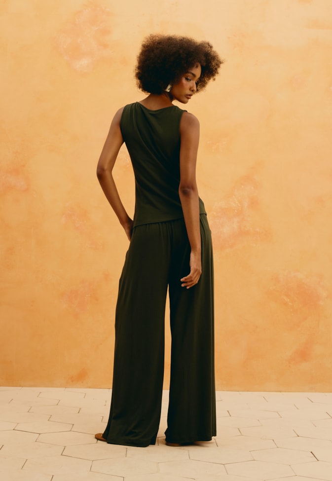 Calça Pantalona Malha Lisa