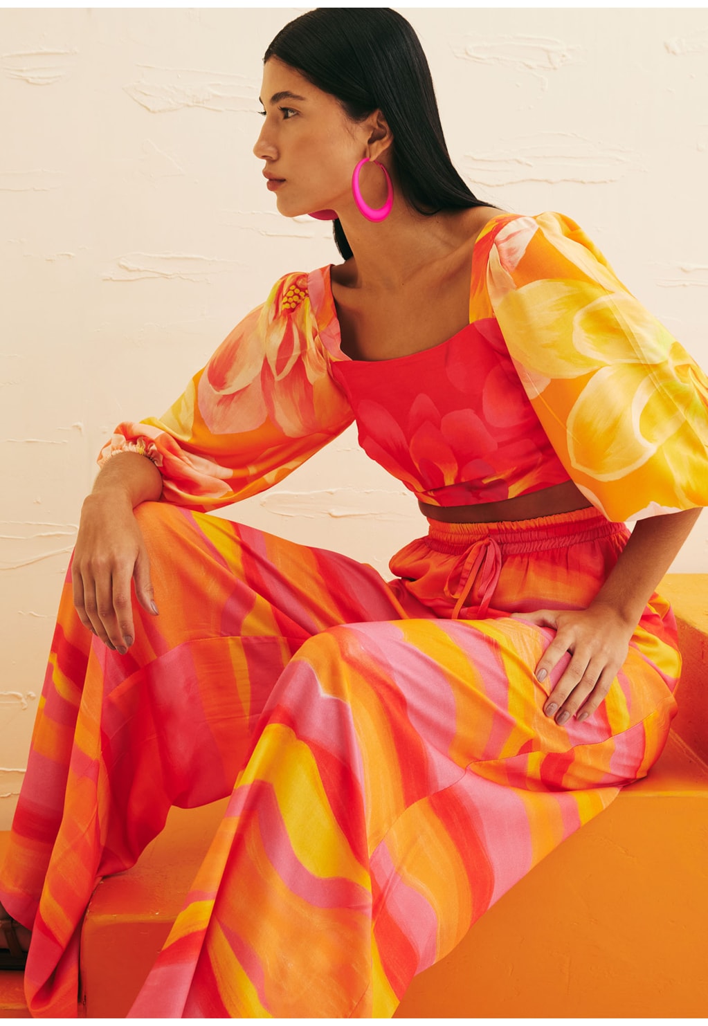 Calça Pantalona Ponteira Estampada Jujuy