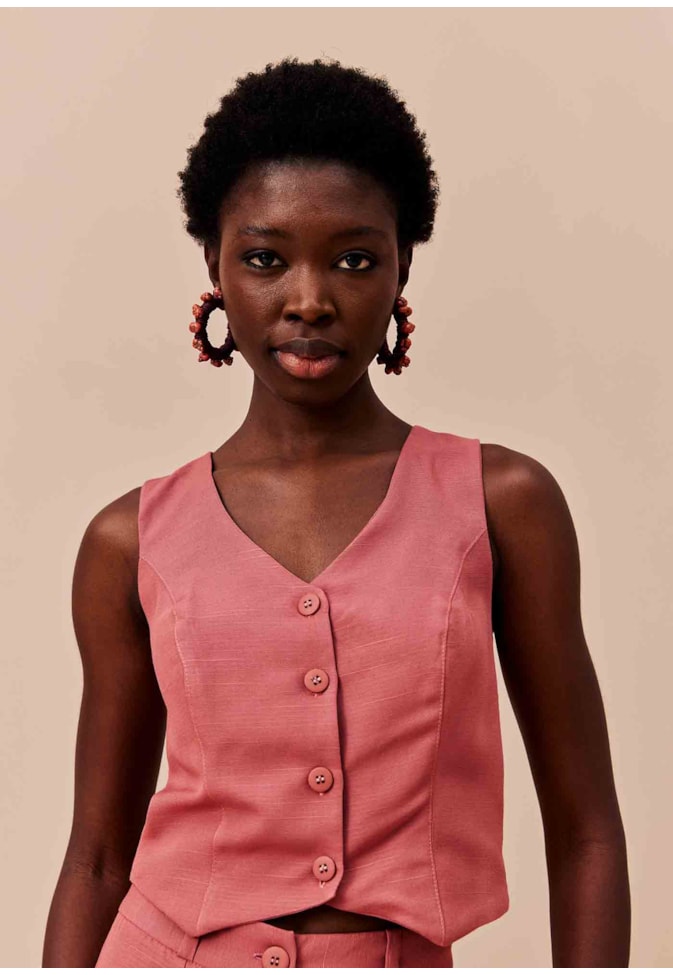 Calça Pantalona Recorte Frontal