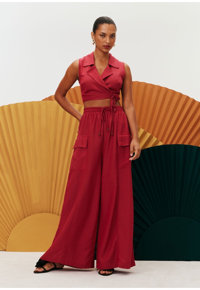 Calça Pantalona Recortes