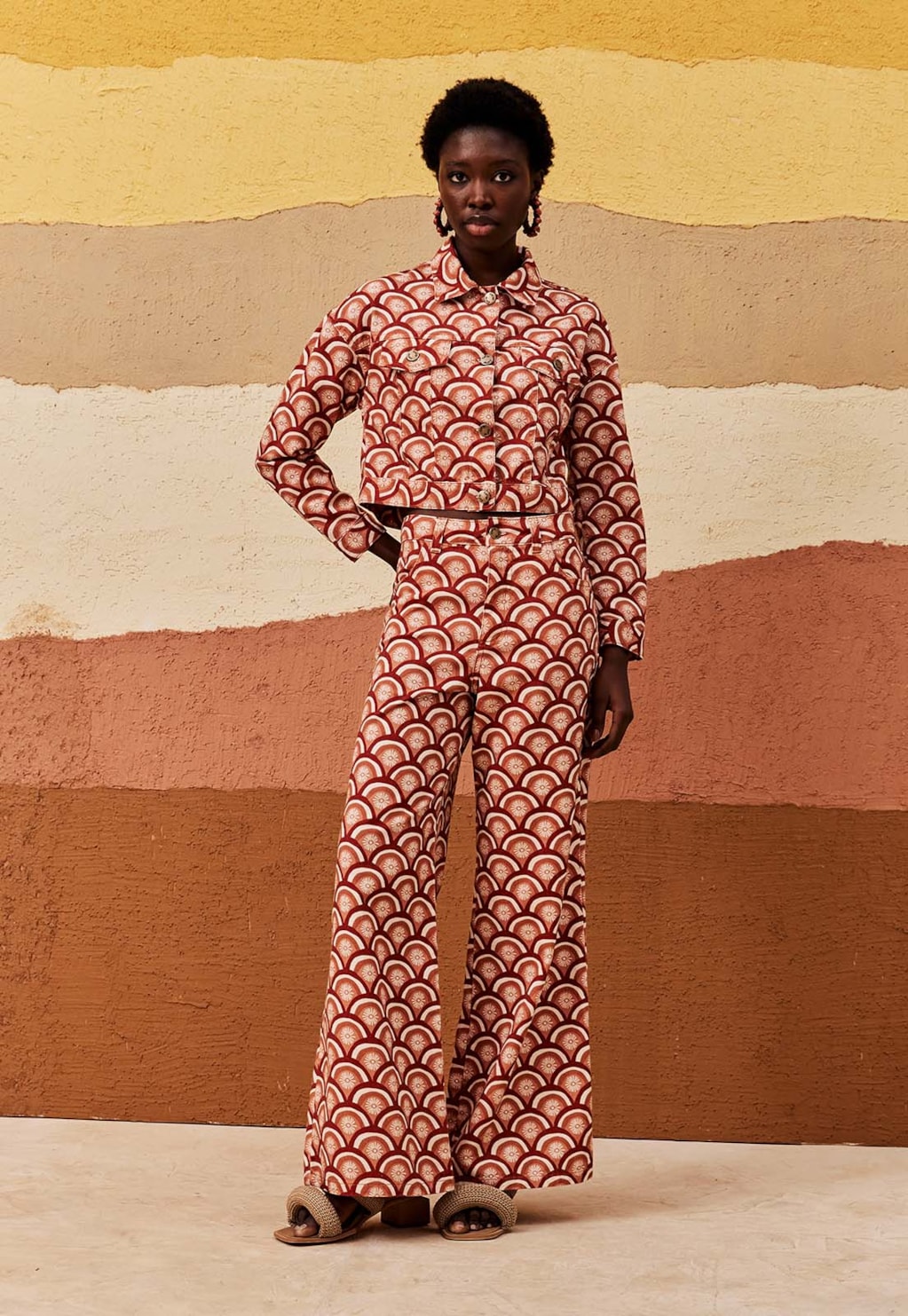 Calça Pantalona Sarja Estampada El Sol