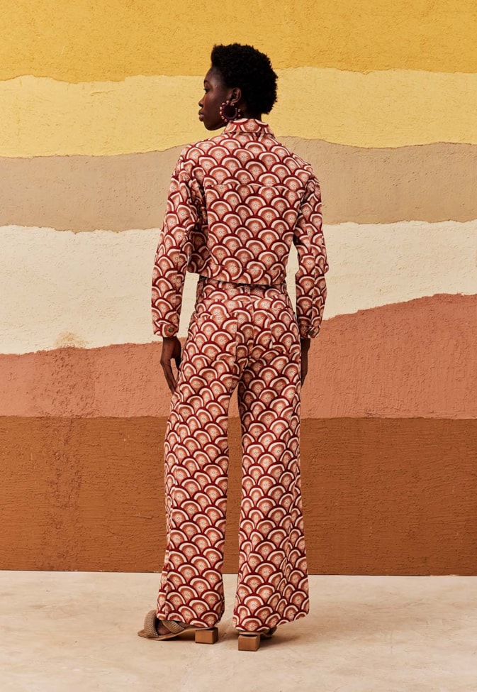 Calça Pantalona Sarja Estampada El Sol