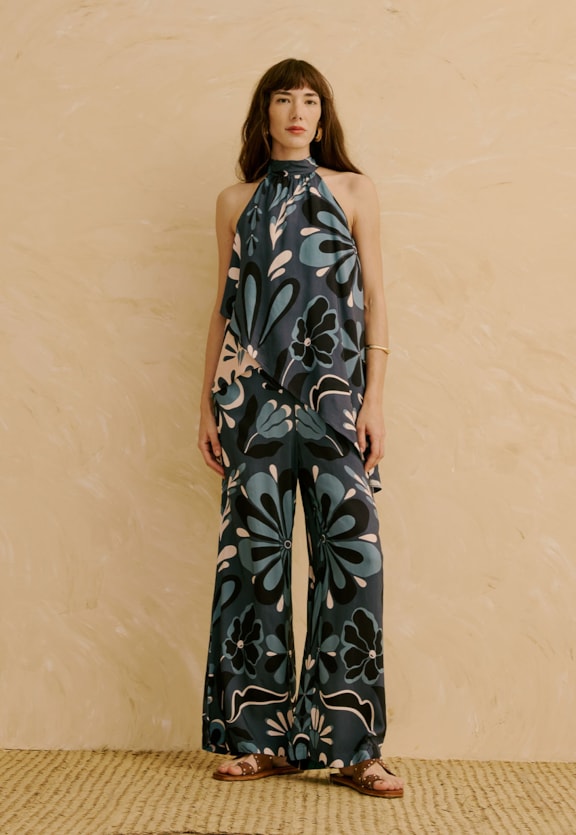 Calça Pantolona Estampada Cantuta Vista Frontal