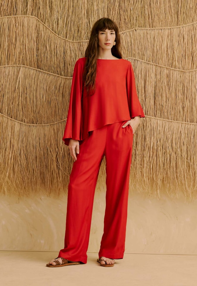 Calça Reta Cós Lisa