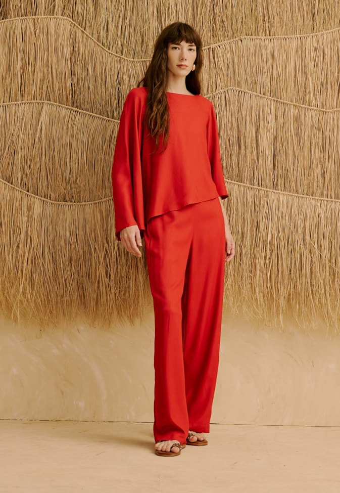 Calça Reta Cós Lisa