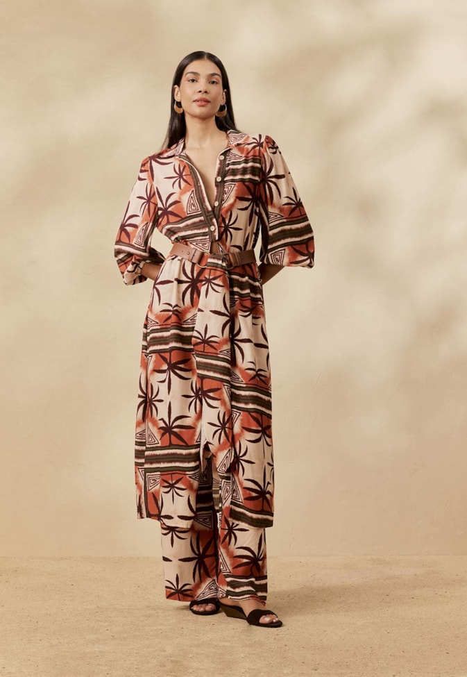 Calça Reta Estampada Bruma