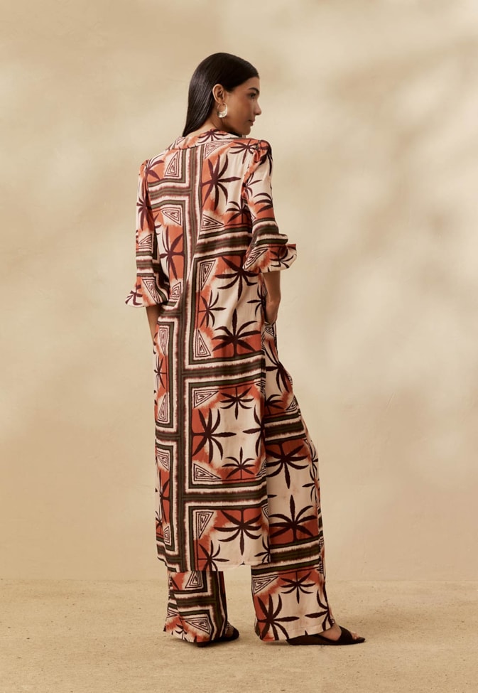 Calça Reta Estampada Bruma