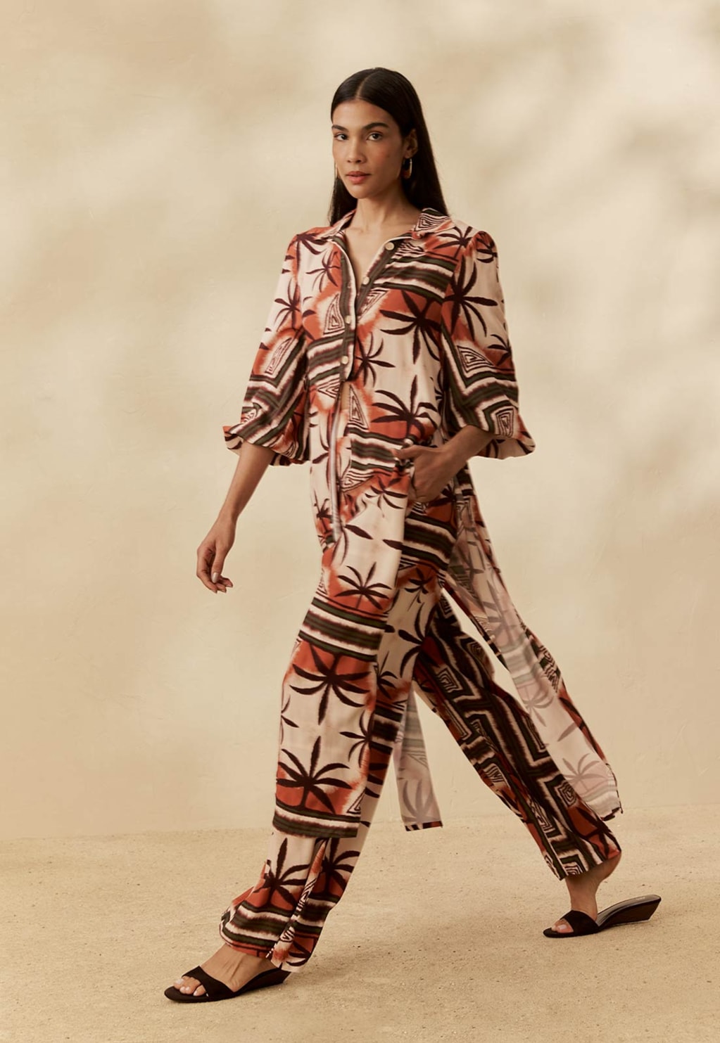 Calça Reta Estampada Bruma