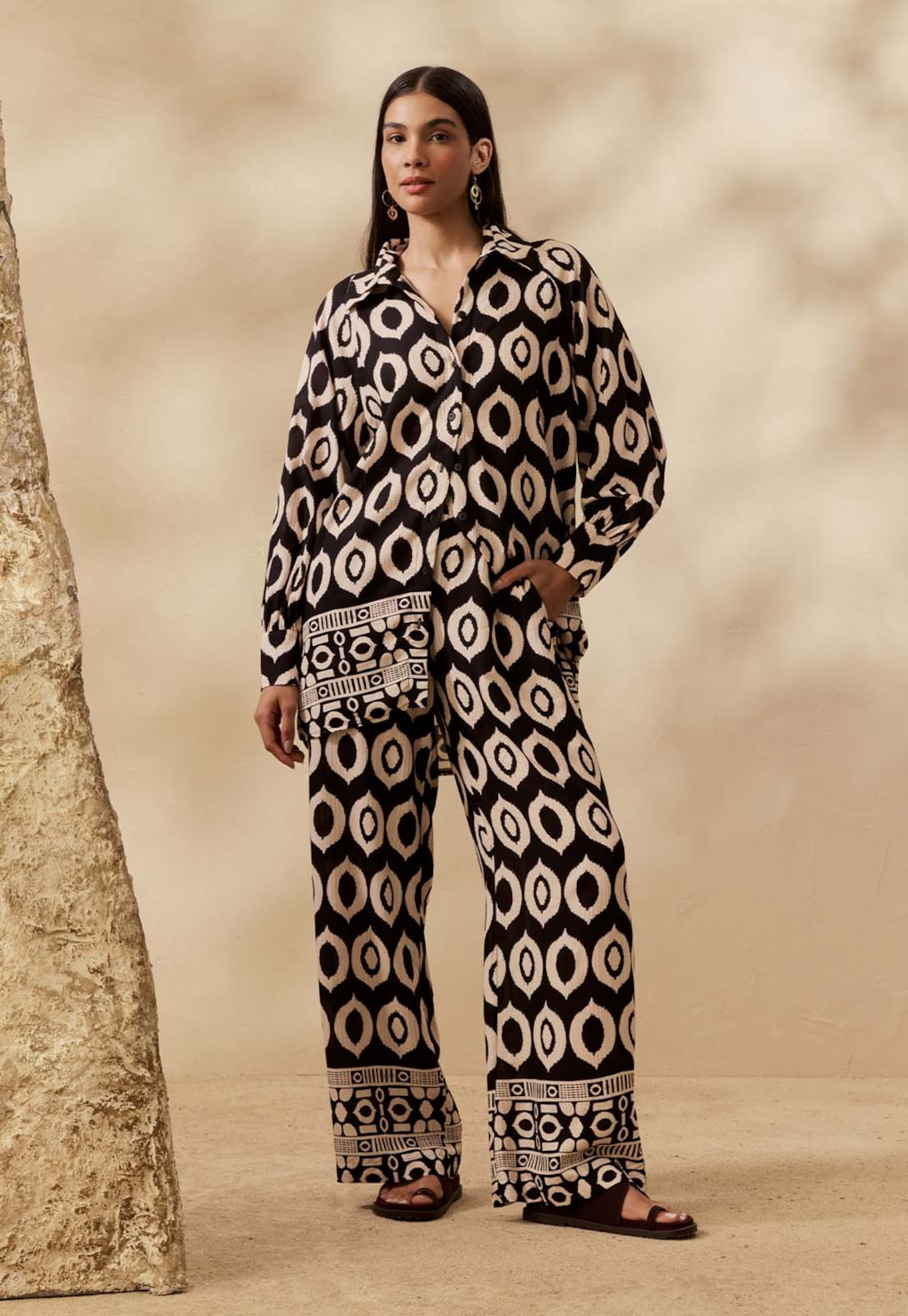 Calça Reta Estampada Cacau Peruano