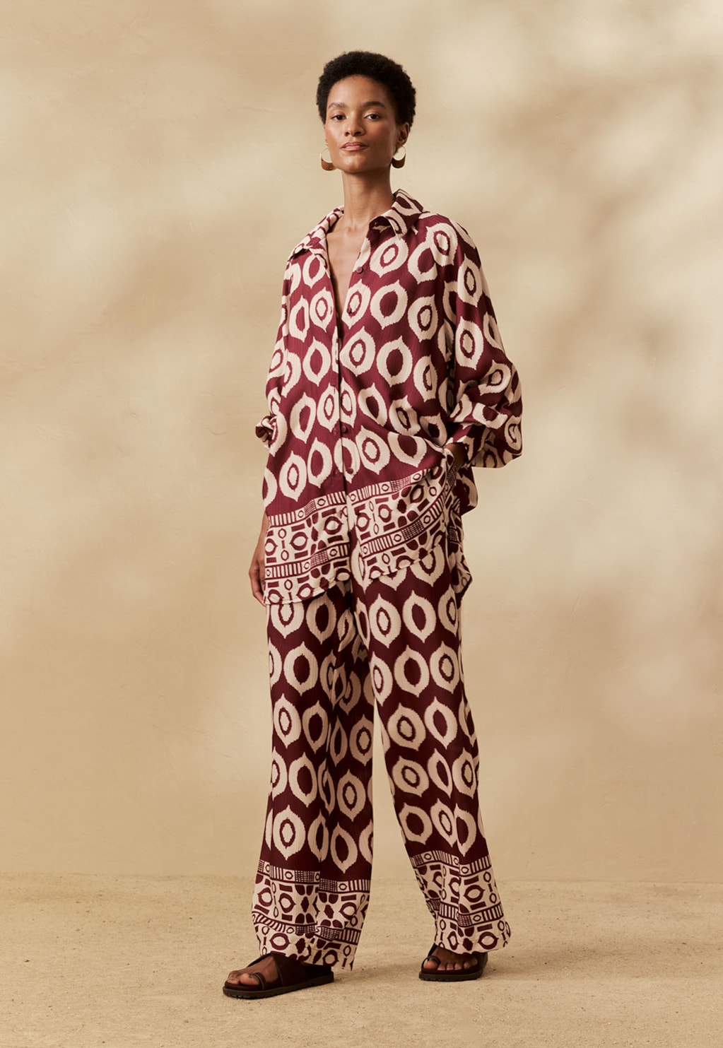 Calça Reta Estampada Cacau Peruano