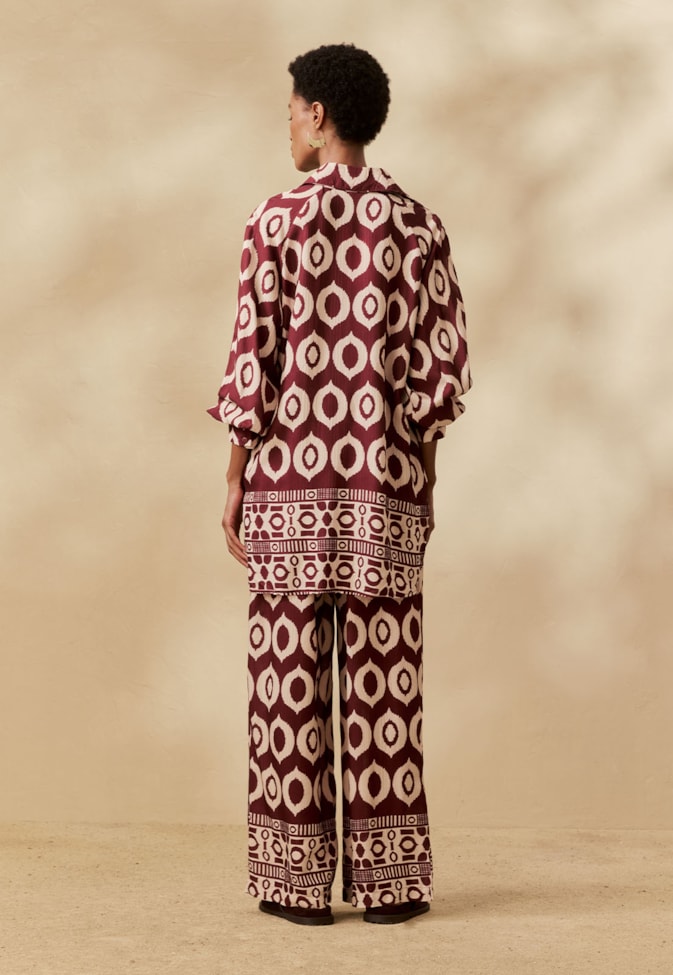 Calça Reta Estampada Cacau Peruano
