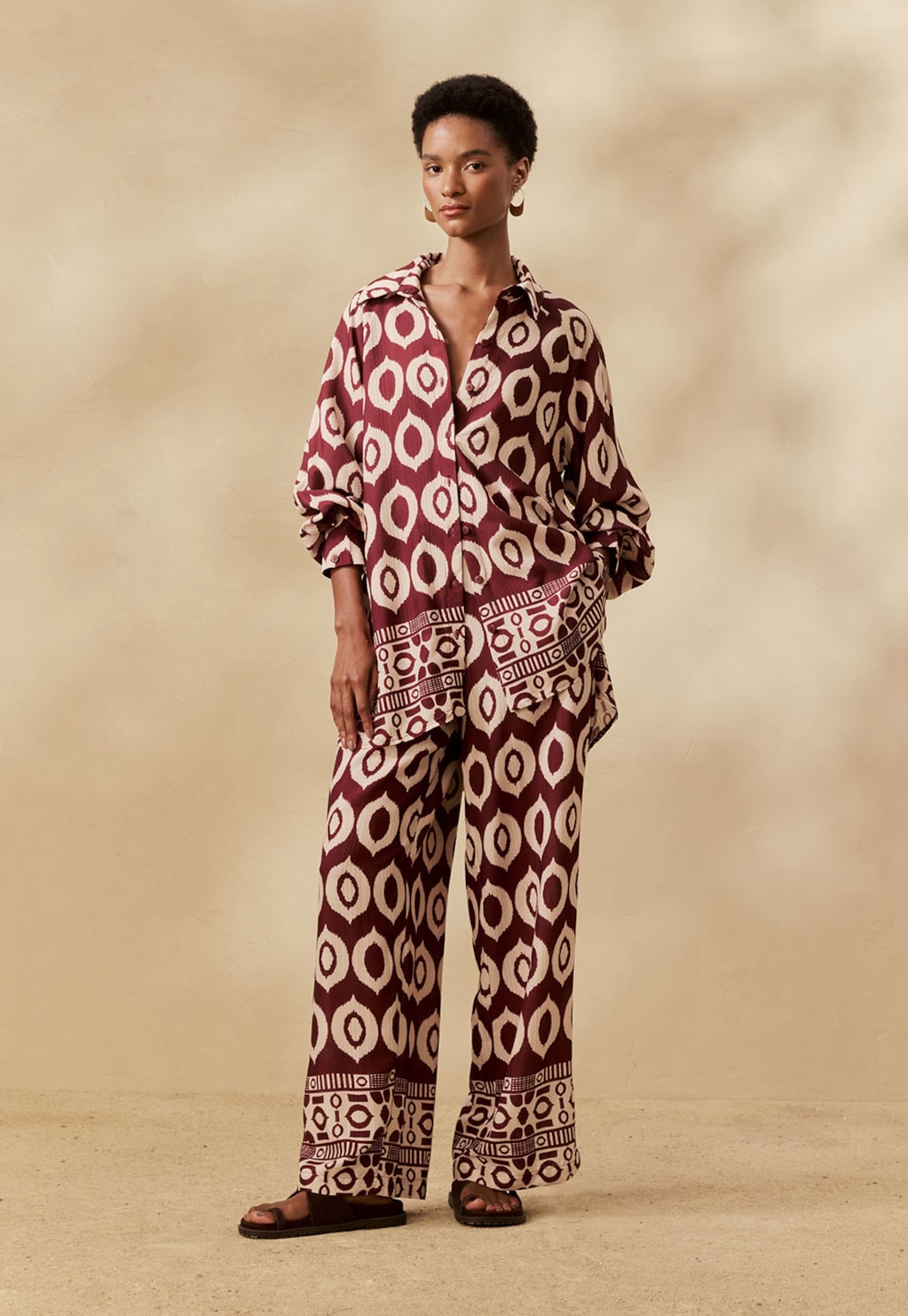 Calça Reta Estampada Cacau Peruano