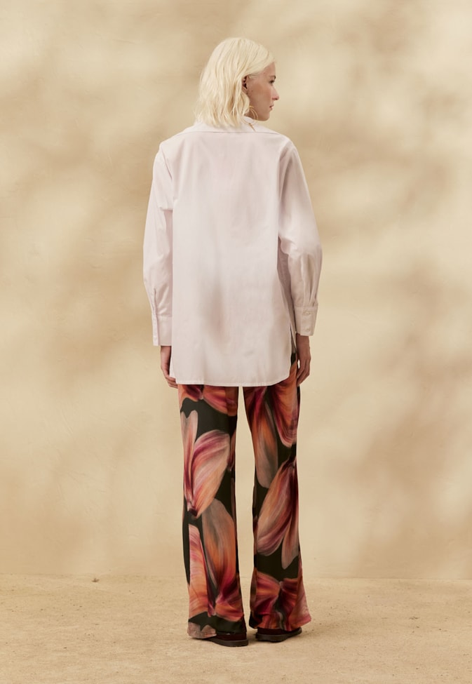 Calça Reta Estampada Follaje