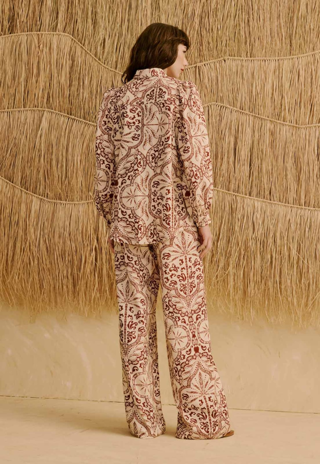 Calça Reta Estampada Palmas Del Sol