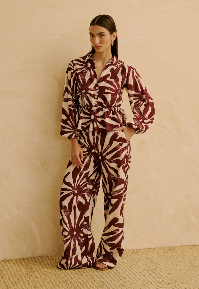 Calça Reta Estampada Perka