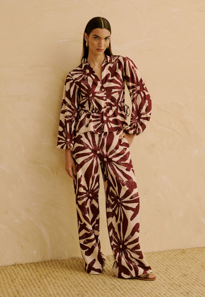 Calça Reta Estampada Perka