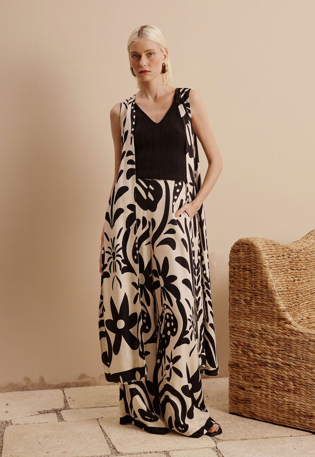 Calça Reta Estampada Rio das Flores