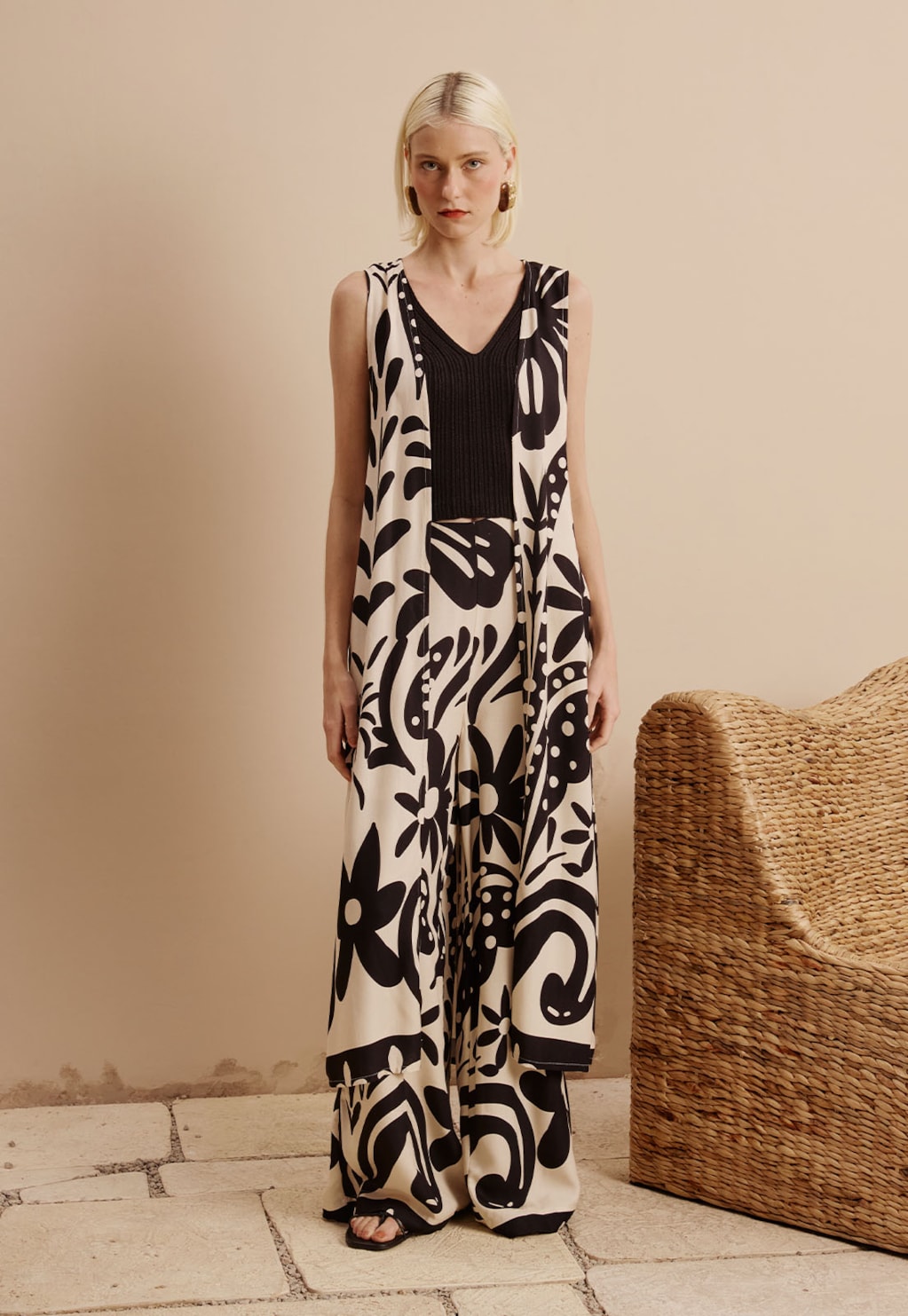 Calça Reta Estampada Rio das Flores