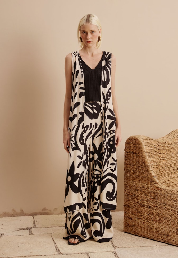 Calça Reta Estampada Rio das Flores