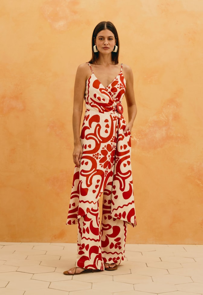 Calça Reta Estampada Wayu
