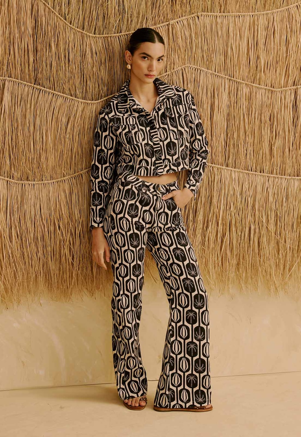 Calça Sarja Flare Estampada Cacau Palmer