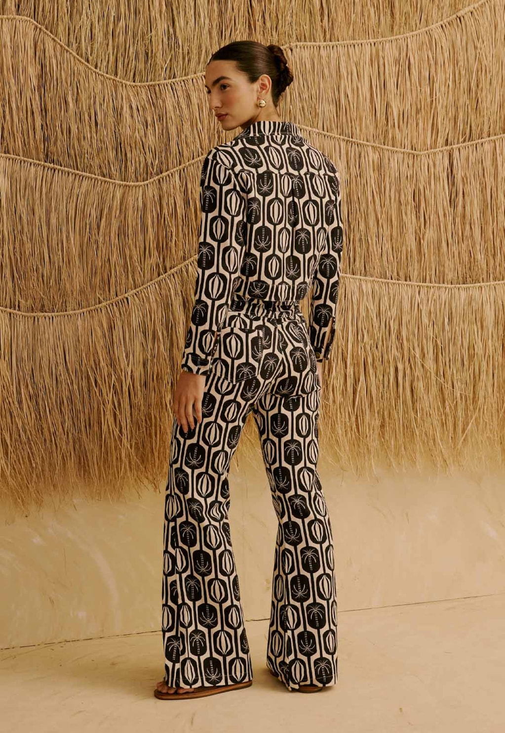 Calça Sarja Flare Estampada Cacau Palmer