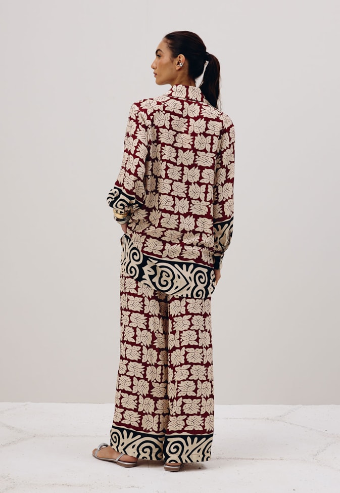 Calça Social Barrado Estampada Asteca