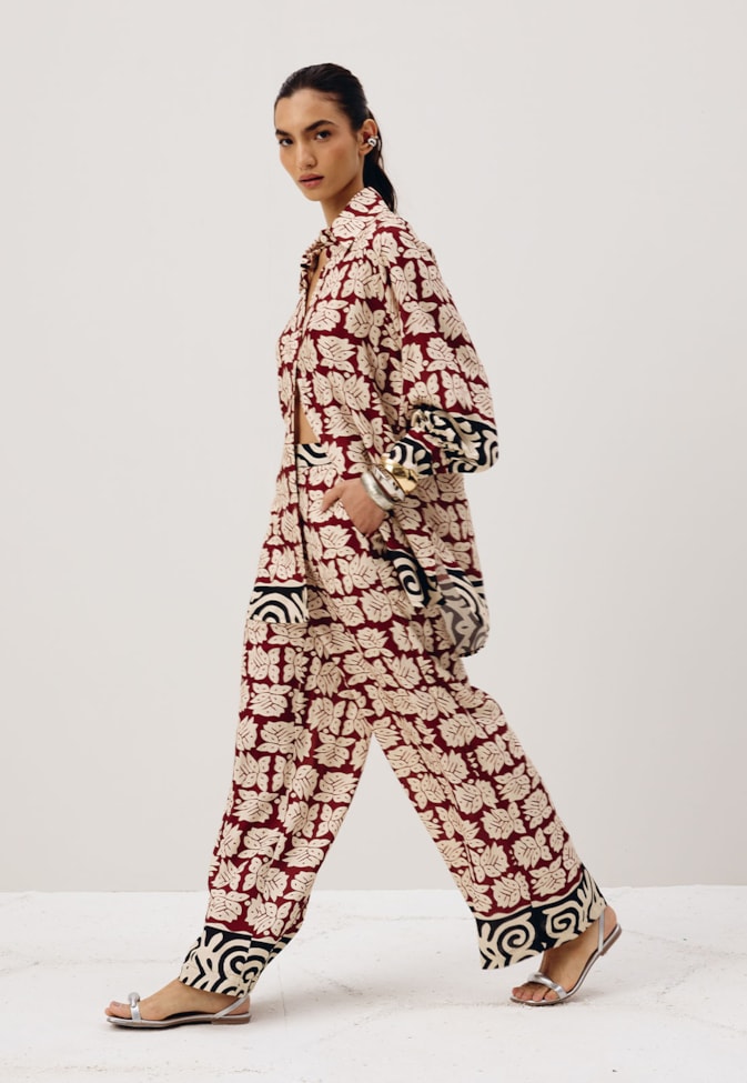 Calça Social Barrado Estampada Asteca