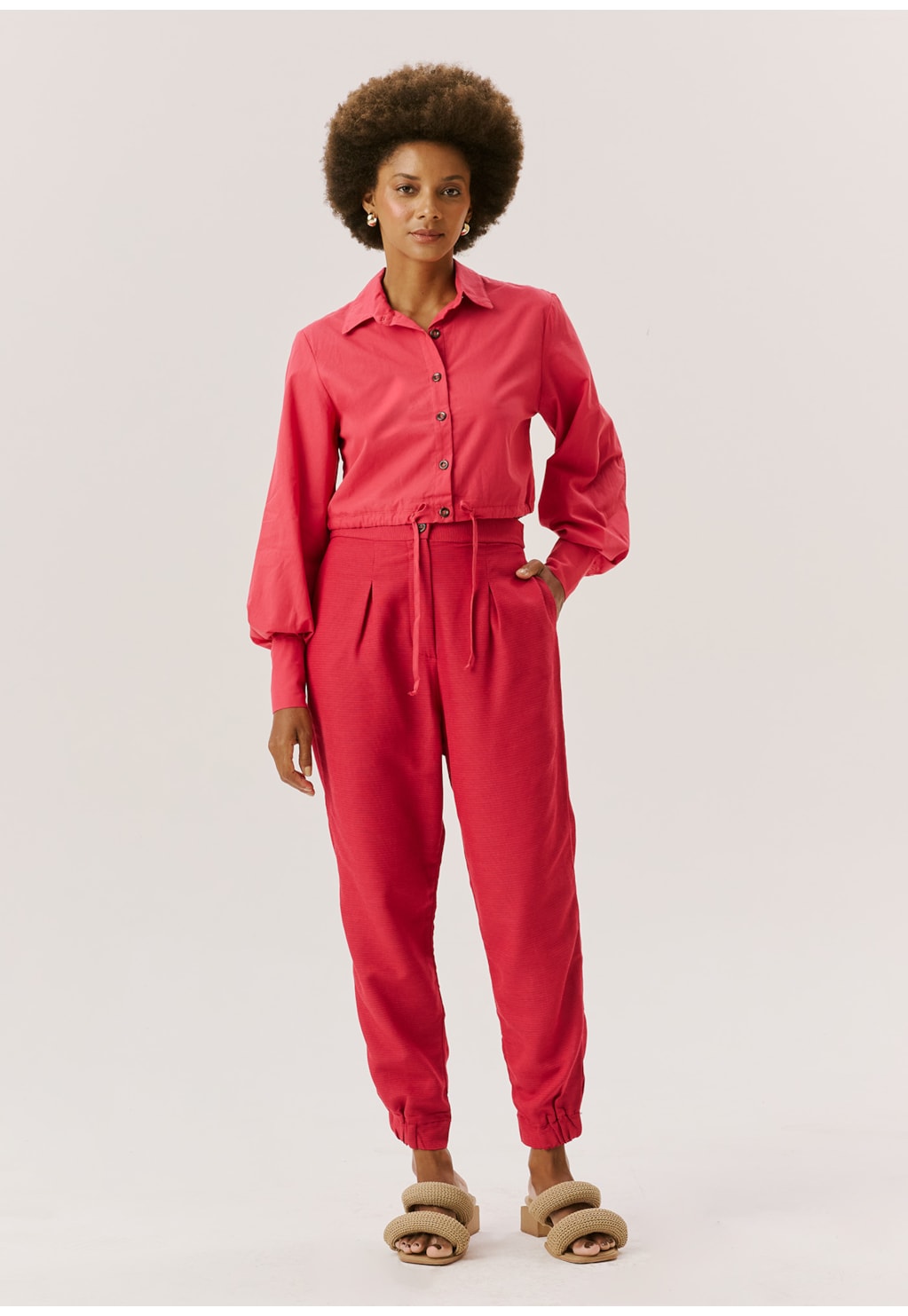 Calça Tecido Detalhe Elástico