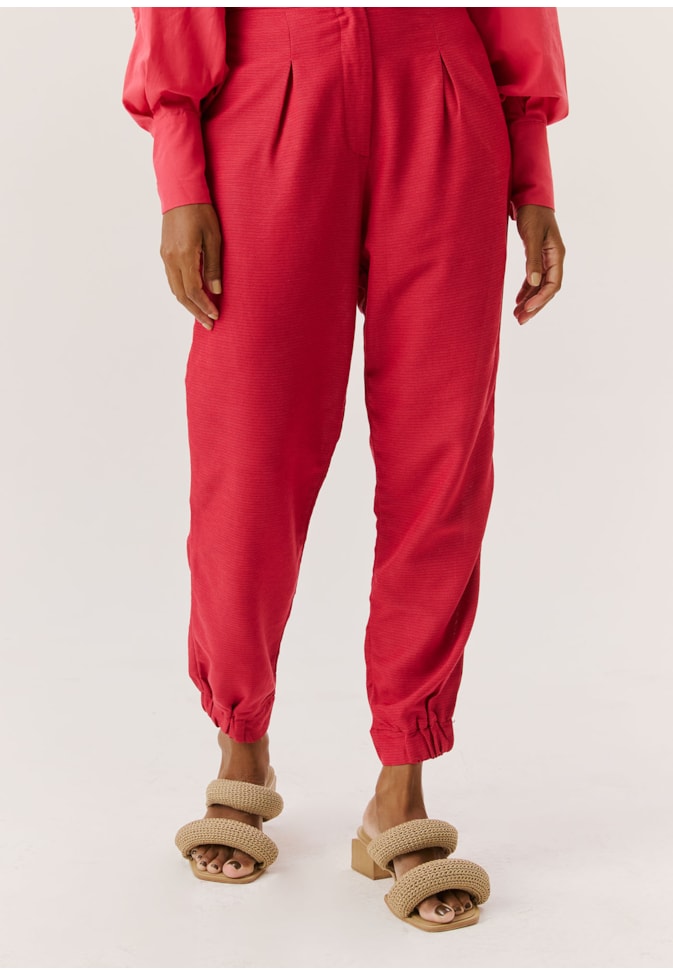 Calça Tecido Detalhe Elástico