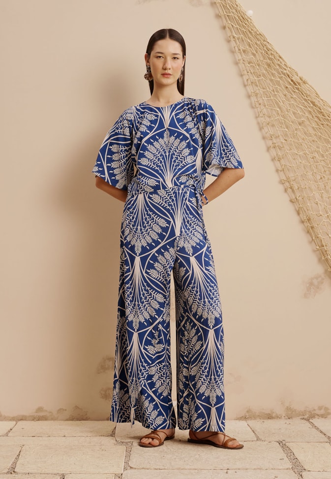 Calça Transpassada Estampada Miriti